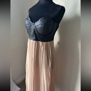 Reverse Black and Pink Pleated Babydoll Dress